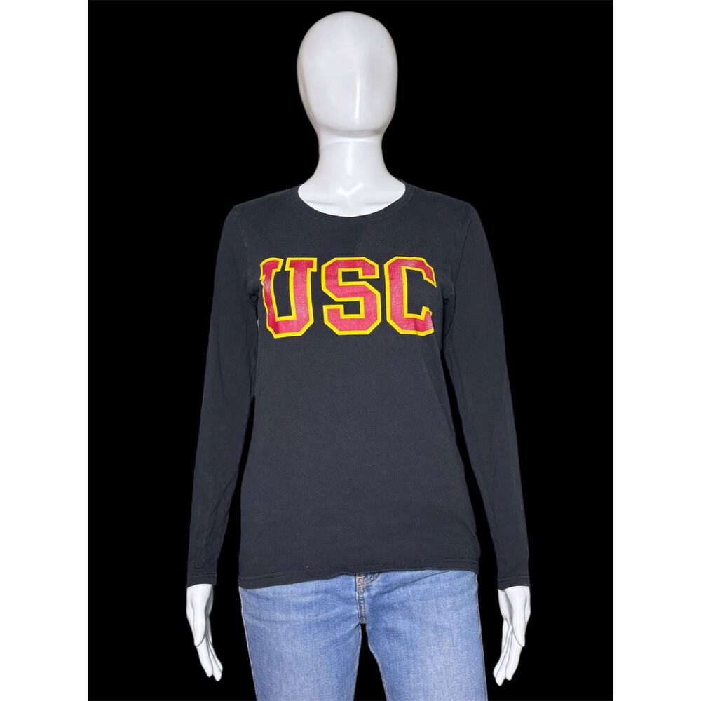 USC Trojan Basics Black Arch Stroke Long Sleeve T-Shirt The Heritage Size Small